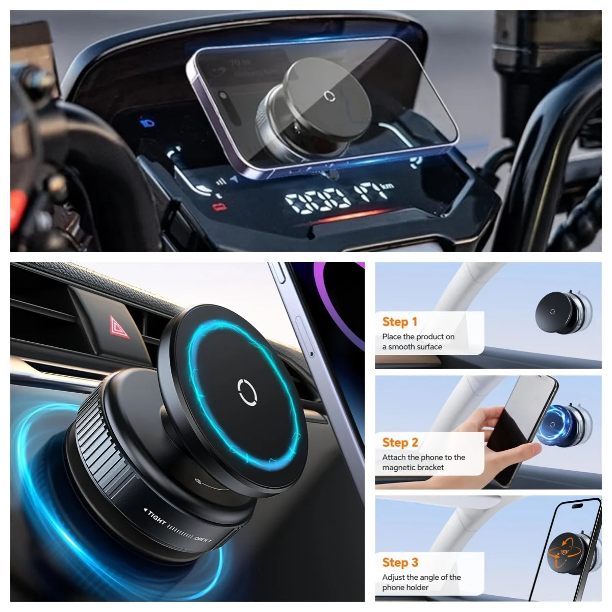 RoadHold™ Magnetic Car Phone Mount with Swivel Base